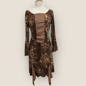 Vtg Y2K two piece leopard print outfit